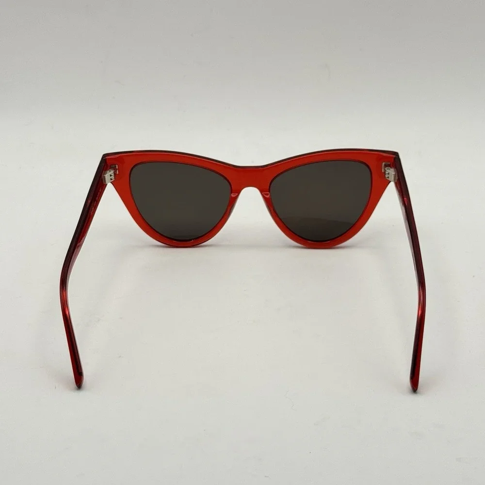 New SAINT LAURENT SL425 005 54mm Red‎ Cat Eye Oversized Sunglasses Italy Black